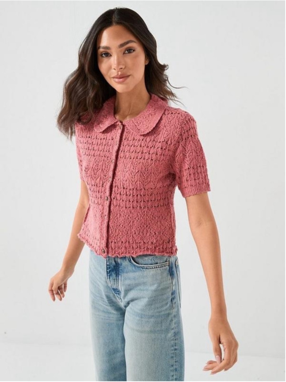 FREE PEOPLE DAILY CARDIGAN FADED ROSE SIZE M - Picture 2 of 12